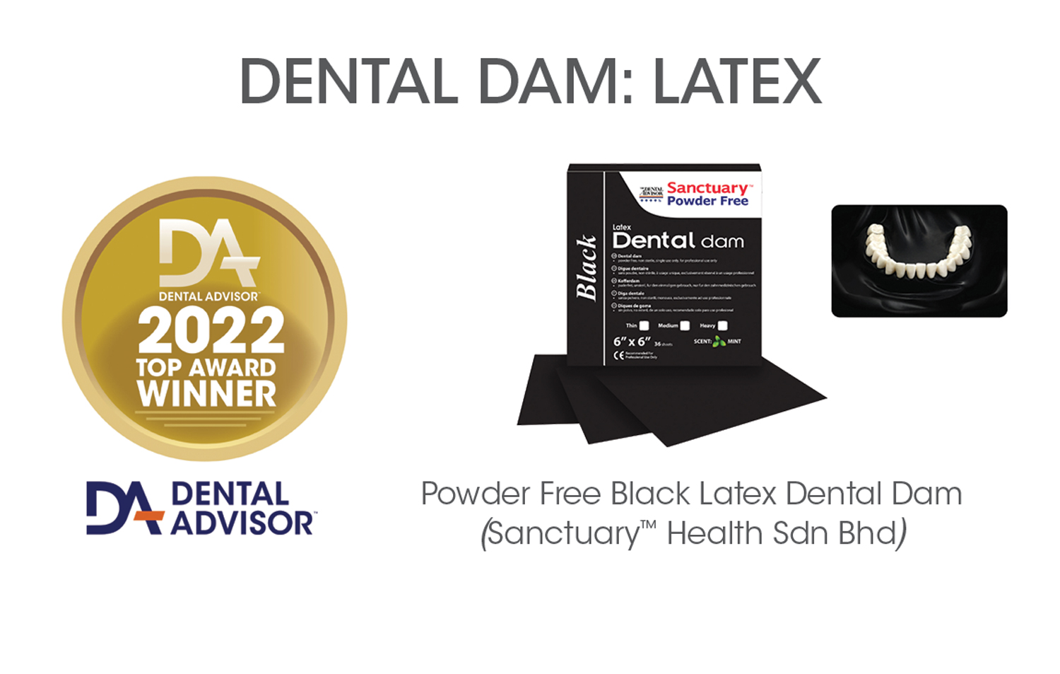 Sanctuary Powder-Free Black Latex Dental Dam